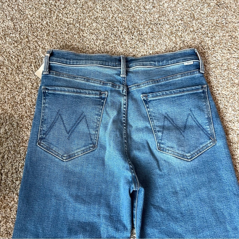 NWT MOTHER Lil’ Zip Rambler Petites Flood High Rise Cropped Straight Jeans 32P - Picture 12 of 16